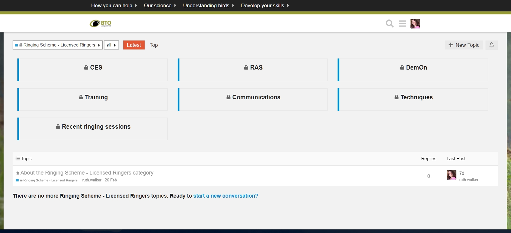 Screenshot of the Ringers' forum landing page Screenshot of the Ringers' forum landing page